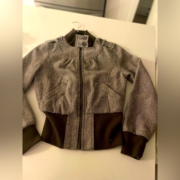 Ladies Apollo brown tweed crop zip front jacket - Picture 1 of 5